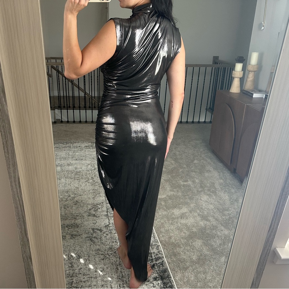 Norma Kamali Shiny Black Midi Dress - Picture 4 of 4